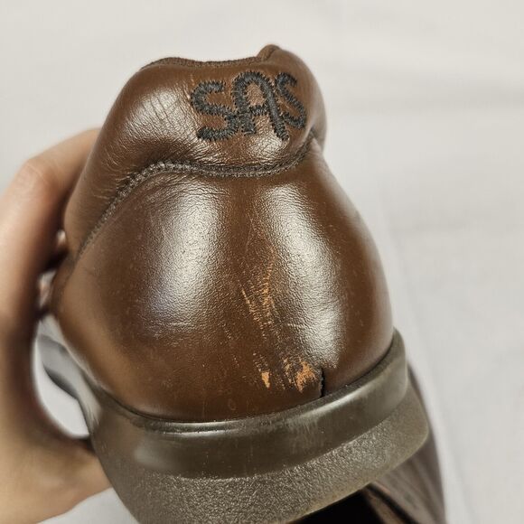 SAS VTO EZ Strap Leather Walking Shoe Mens 12.5E WIDE Brown Hook & Loop Diabetic - Picture 13 of 16